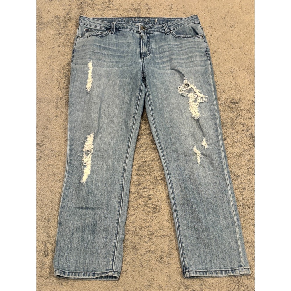 Jennifer Lopez Capri Jeans Womens 10 Distressed Blue Denim Medium Wash Casual